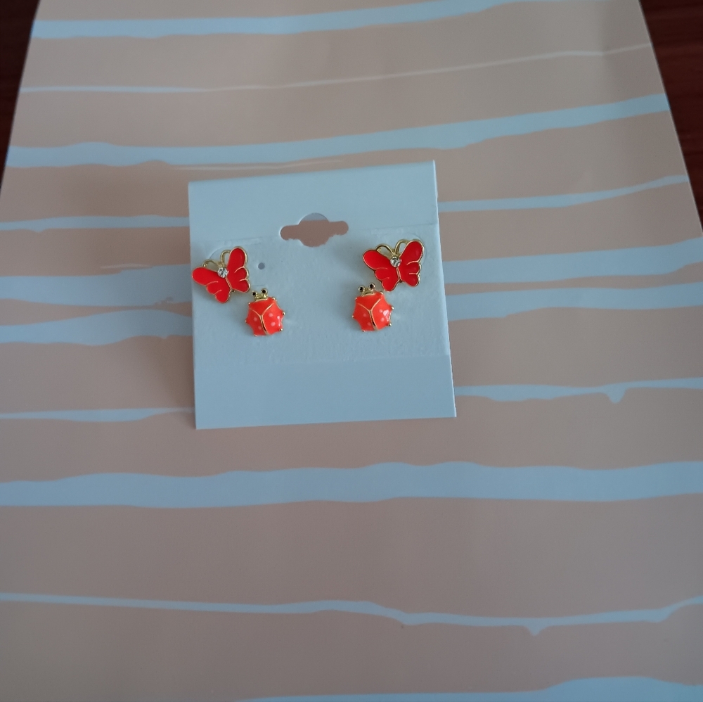 Butterfly & Ladybug Earrings Set - Picture 2 of 2